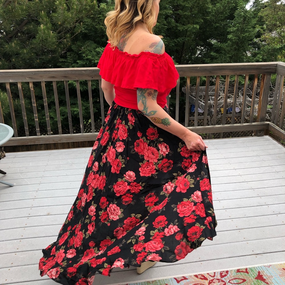 Torrid hi-lo challis ruffle hem skirt